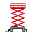 Red lift stand icon, flat style