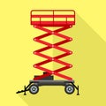 Red lift stand icon, flat style