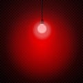 Red light bulb in dark transparent Royalty Free Stock Photo