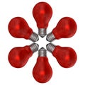 Red light bulbs arranged in radial pattern