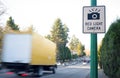 Red light camera sign truck lorry yellow Royalty Free Stock Photo