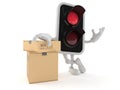 Red light character with stack of boxes Royalty Free Stock Photo
