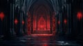 red light in the dark gothic cathedral