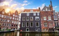 Red-light district in Amsterdam city picturesque landscape. Royalty Free Stock Photo
