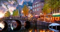 Red-light district in Amsterdam city picturesque landscape Royalty Free Stock Photo