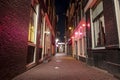 Red light district in Amsterdam the Netherlands by night Royalty Free Stock Photo