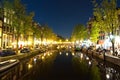 Red light district at night. Amsterdam city, the Netherlands.