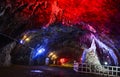 Red light inside Khewra salt mine Royalty Free Stock Photo