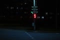 Red light at the intersection at night Royalty Free Stock Photo