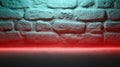 A red light shines brightly on a brick wall Royalty Free Stock Photo