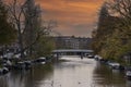 Red Light Sky From The View At Ernst Cahn En Alfred Kohnbrug Bridge At Amsterdam The Netherlands 20-11-2020