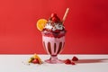 Red light sundae captured against a white isolated background