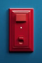 Red Light Switch on Blue Wall Royalty Free Stock Photo