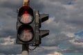 Red light at traffic lights for pedestrians.