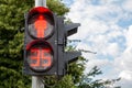Red light at traffic lights for pedestrians. Royalty Free Stock Photo