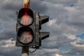 Red light at traffic lights for pedestrians.