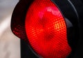 Red light, traffic lights stop signal object macro, detail, extreme closeup, city life, urban area road traffic regulations, law