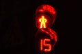 The red light of traffic light on the pedestrian crossing of a human silhouette and a counter that shows what to wait for the Royalty Free Stock Photo
