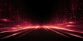 Red light trails on a dark background with binary code Royalty Free Stock Photo