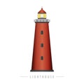 Red lighthouse isolated on white background Royalty Free Stock Photo