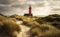 Red lighthouse near the North Sea coast, Sylt