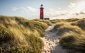 Red lighthouse near the North Sea coast, Sylt