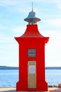 Red lighthouse on the pier in Piran, Slovenia