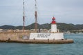 Red lighthouse of the port of Ibiza