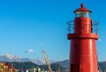 Red Lighthouse in the Port - La Spezia Italy Royalty Free Stock Photo