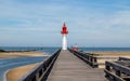 Red lighthouse in Trouville-sur-Mer, resort in Normandy, France. Royalty Free Stock Photo