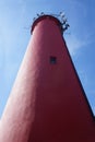 Red lighthouse - view from below Royalty Free Stock Photo