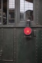 Red Lighting steam locomotive in a Old train station Royalty Free Stock Photo