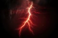 Red lightning in the night sky, thunderstorm. Generative AI Royalty Free Stock Photo