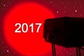 Red lightspot for stage written 2017 on air Royalty Free Stock Photo