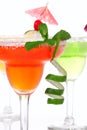 Red lime, apple Margaritas cocktails composition Royalty Free Stock Photo