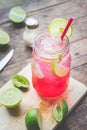 Red Lime Soda Soda beverage A mixture of Red nectar, salt, lemon Royalty Free Stock Photo