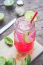 Red Lime Soda Soda beverage A mixture of Red nectar, salt, lemon Royalty Free Stock Photo