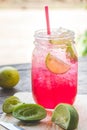 Red Lime Soda Soda beverage A mixture of Red nectar, salt, lemon Royalty Free Stock Photo