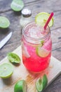 Red Lime Soda Soda beverage A mixture of Red nectar, salt, lemon Royalty Free Stock Photo