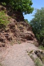 red limestone cliff at Mosel valley Royalty Free Stock Photo