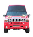 Red limousine with wedding decorations Royalty Free Stock Photo