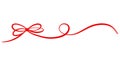 Red line art ribbon, vector linear bow illustration, clip art border design Royalty Free Stock Photo