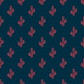 Red line Bamboo icon isolated seamless pattern on black background. Vector