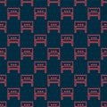 Red line BBQ brazier icon isolated seamless pattern on black background. Vector