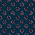 Red line Beach ball icon isolated seamless pattern on black background. Children toy. Vector Royalty Free Stock Photo