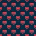Red line Binary code icon isolated seamless pattern on black background. Vector Royalty Free Stock Photo