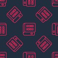 Red line Books about programming icon isolated seamless pattern on black background. Programming language concept. PHP Royalty Free Stock Photo