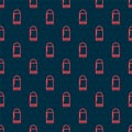 Red line Bullet icon isolated seamless pattern on black background. Vector Royalty Free Stock Photo