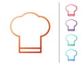 Red line Chef hat icon isolated on white background. Cooking symbol. Cooks hat. Set color icons. Vector Illustration Royalty Free Stock Photo