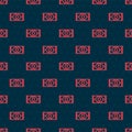 Red line Classic carpet icon isolated seamless pattern on black background. Vector